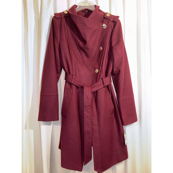 NWT Guess Belted Wool Trench Coat - Size Large - Picture 5 of 12